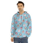 Cartoon Sheep Pattern Print Men's Velvet Pullover Hoodie