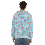 Cartoon Sheep Pattern Print Men's Velvet Pullover Hoodie