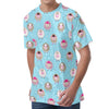 Cartoon Sheep Pattern Print Men's Velvet T-Shirt