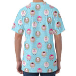 Cartoon Sheep Pattern Print Men's Velvet T-Shirt