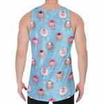 Cartoon Sheep Pattern Print Men's Velvet Tank Top