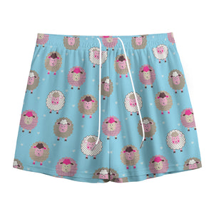 Cartoon Sheep Pattern Print Mesh Shorts