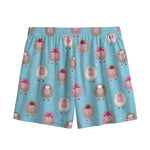 Cartoon Sheep Pattern Print Mesh Shorts