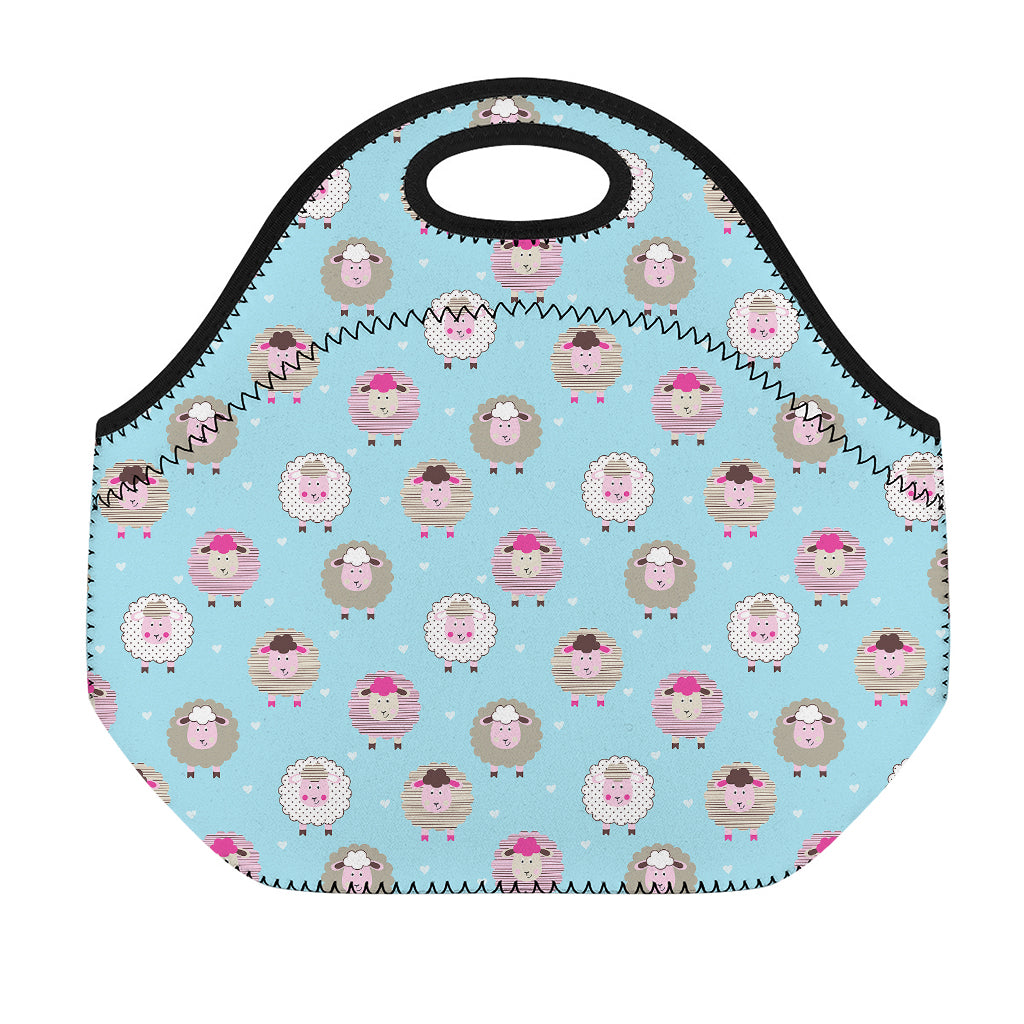 Cartoon Sheep Pattern Print Neoprene Lunch Bag