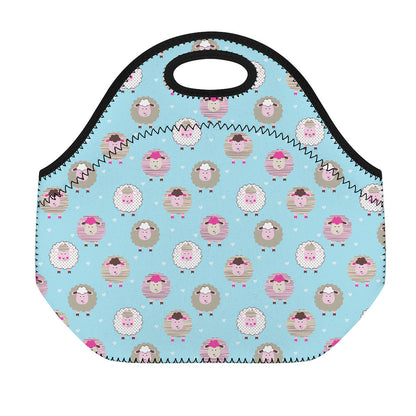 Cartoon Sheep Pattern Print Neoprene Lunch Bag