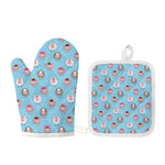 Cartoon Sheep Pattern Print Oven Mitt And Pot Holder Set