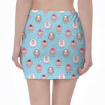 Cartoon Sheep Pattern Print Pencil Mini Skirt