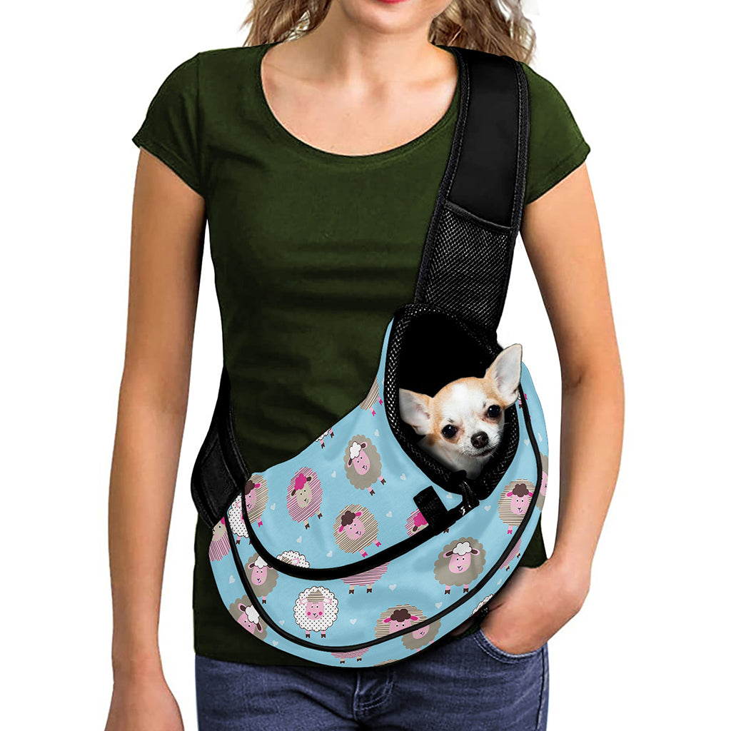 Cartoon Sheep Pattern Print Pet Sling Carrier