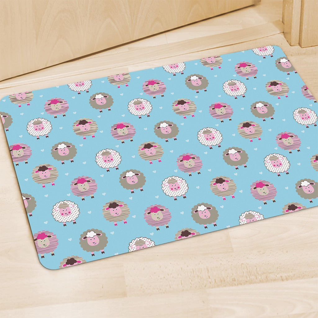 Cartoon Sheep Pattern Print Polyester Doormat