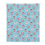 Cartoon Sheep Pattern Print Polyester Shower Curtain