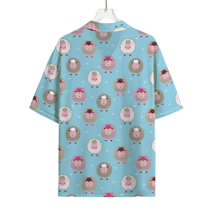 Cartoon Sheep Pattern Print Rayon Hawaiian Shirt