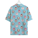 Cartoon Sheep Pattern Print Rayon Hawaiian Shirt