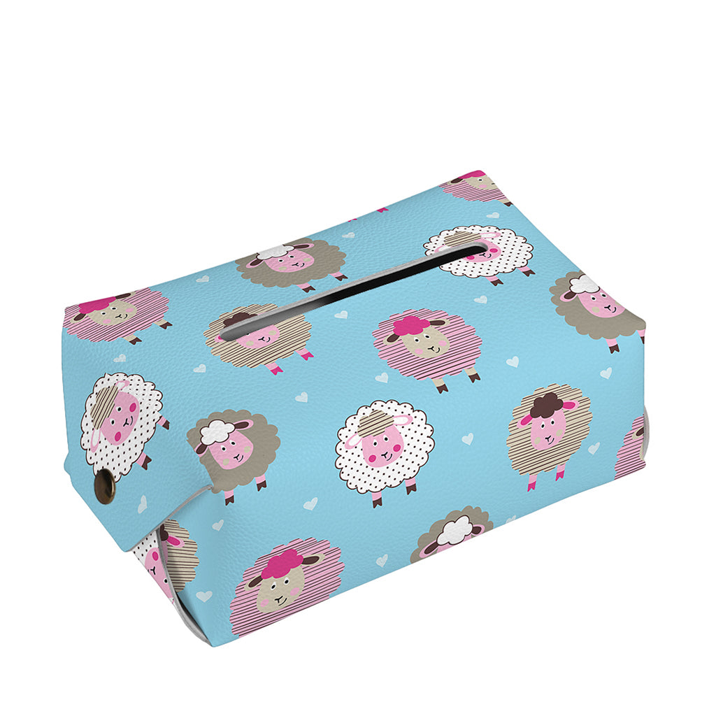 Cartoon Sheep Pattern Print Rectangle Tissue Box Cover