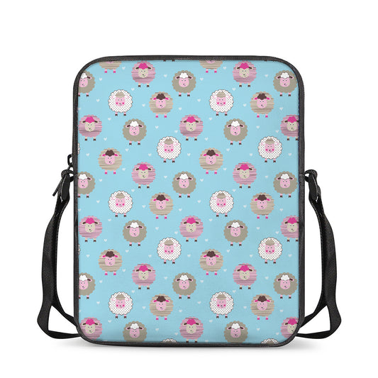 Cartoon Sheep Pattern Print Rectangular Crossbody Bag