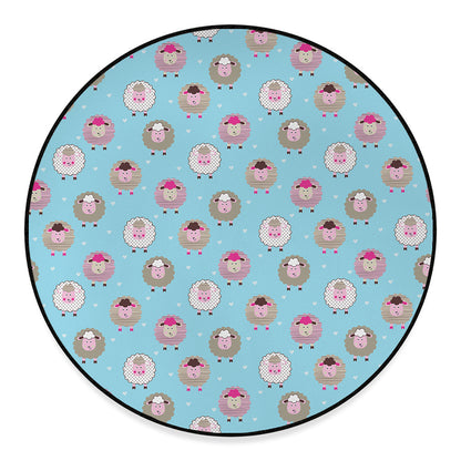 Cartoon Sheep Pattern Print Round Floor Mat