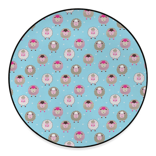 Cartoon Sheep Pattern Print Round Floor Mat