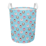 Cartoon Sheep Pattern Print Round Laundry Basket