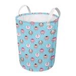 Cartoon Sheep Pattern Print Round Laundry Basket
