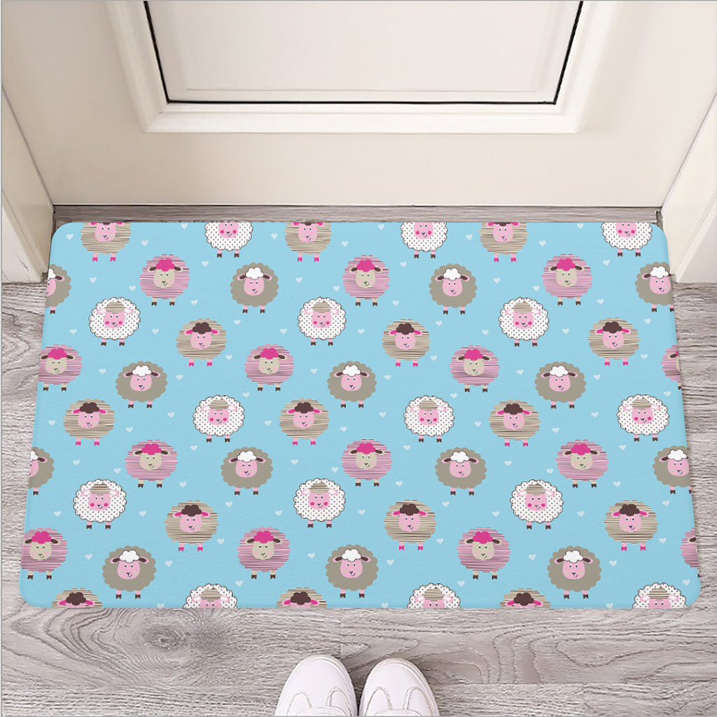 Cartoon Sheep Pattern Print Rubber Doormat