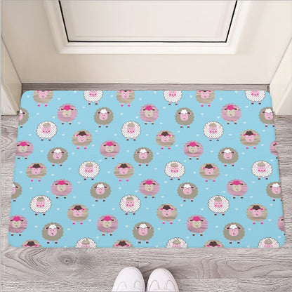 Cartoon Sheep Pattern Print Rubber Doormat