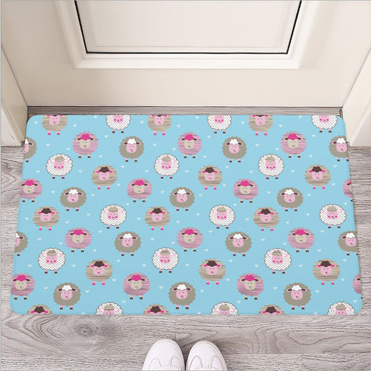 Cartoon Sheep Pattern Print Rubber Doormat