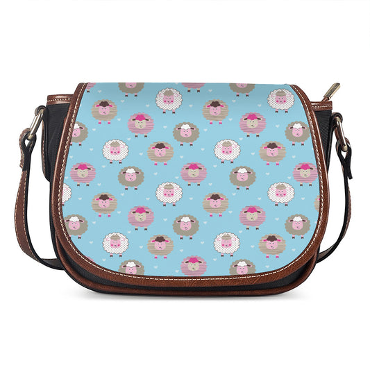 Cartoon Sheep Pattern Print Saddle Bag