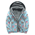 Cartoon Sheep Pattern Print Sherpa Lined Zip Up Hoodie