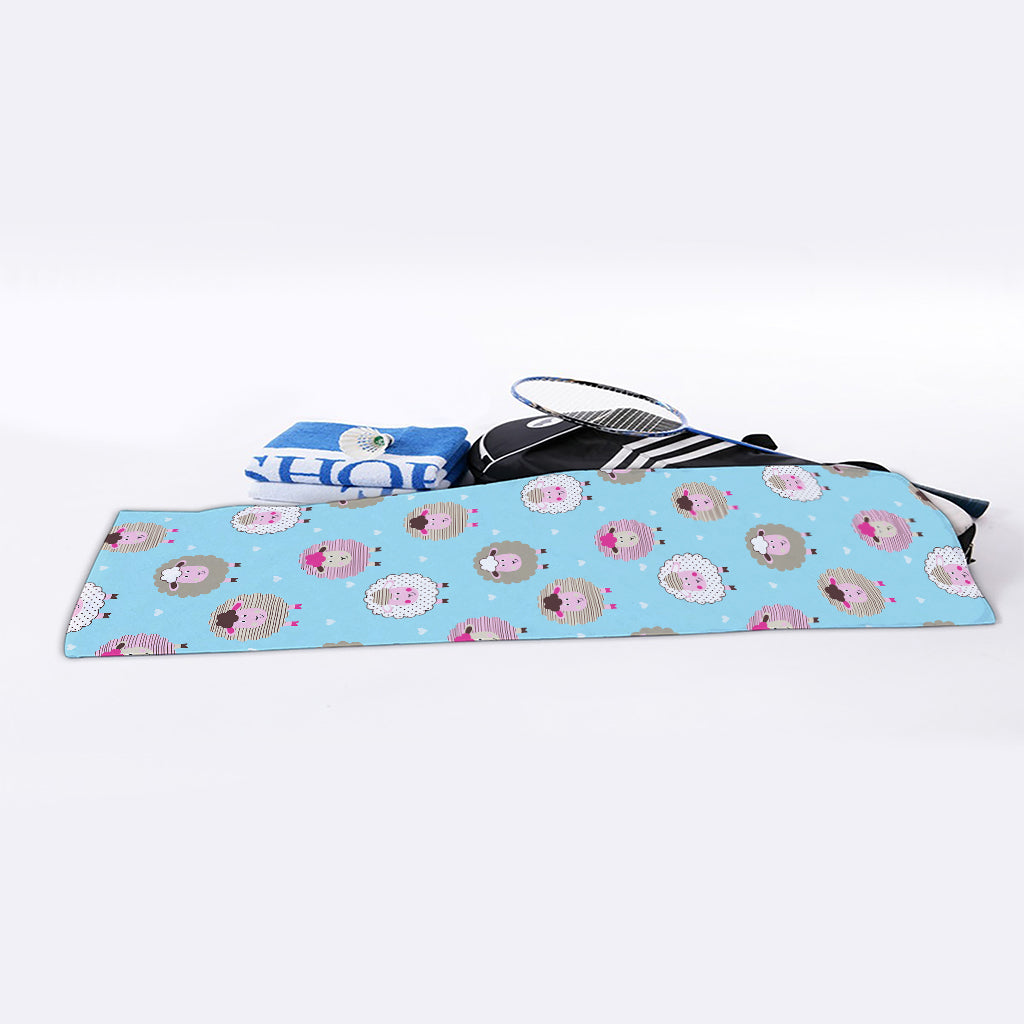 Cartoon Sheep Pattern Print Sports Towel