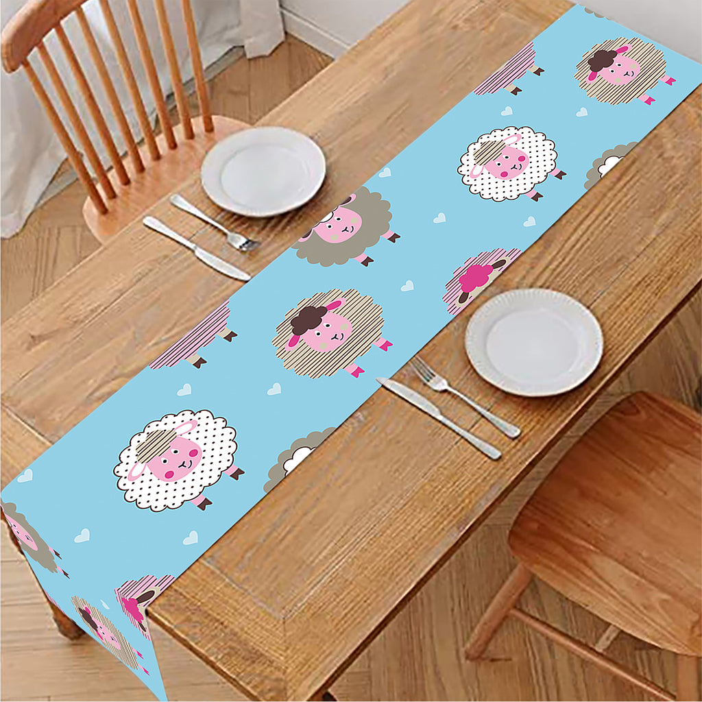 Cartoon Sheep Pattern Print Table Runner