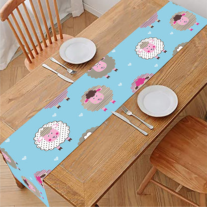 Cartoon Sheep Pattern Print Table Runner