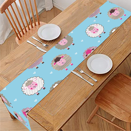 Cartoon Sheep Pattern Print Table Runner