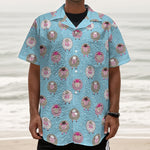 Cartoon Sheep Pattern Print Textured Short Sleeve Shirt