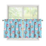 Cartoon Sheep Pattern Print Tier Curtains