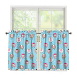 Cartoon Sheep Pattern Print Tier Curtains