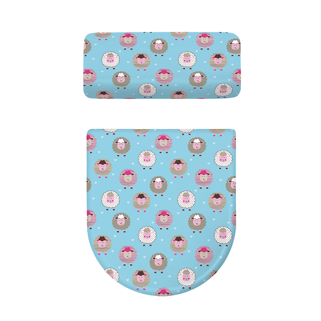 Cartoon Sheep Pattern Print Toilet Lid And Tank Cover Set