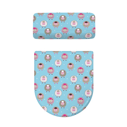 Cartoon Sheep Pattern Print Toilet Lid And Tank Cover Set