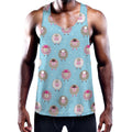 Cartoon Sheep Pattern Print Men's Workout Tank Top