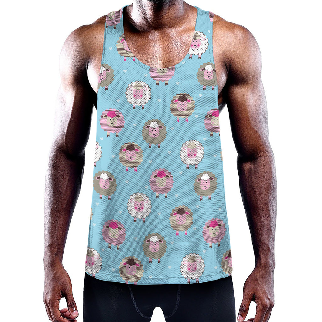 Cartoon Sheep Pattern Print Training Tank Top