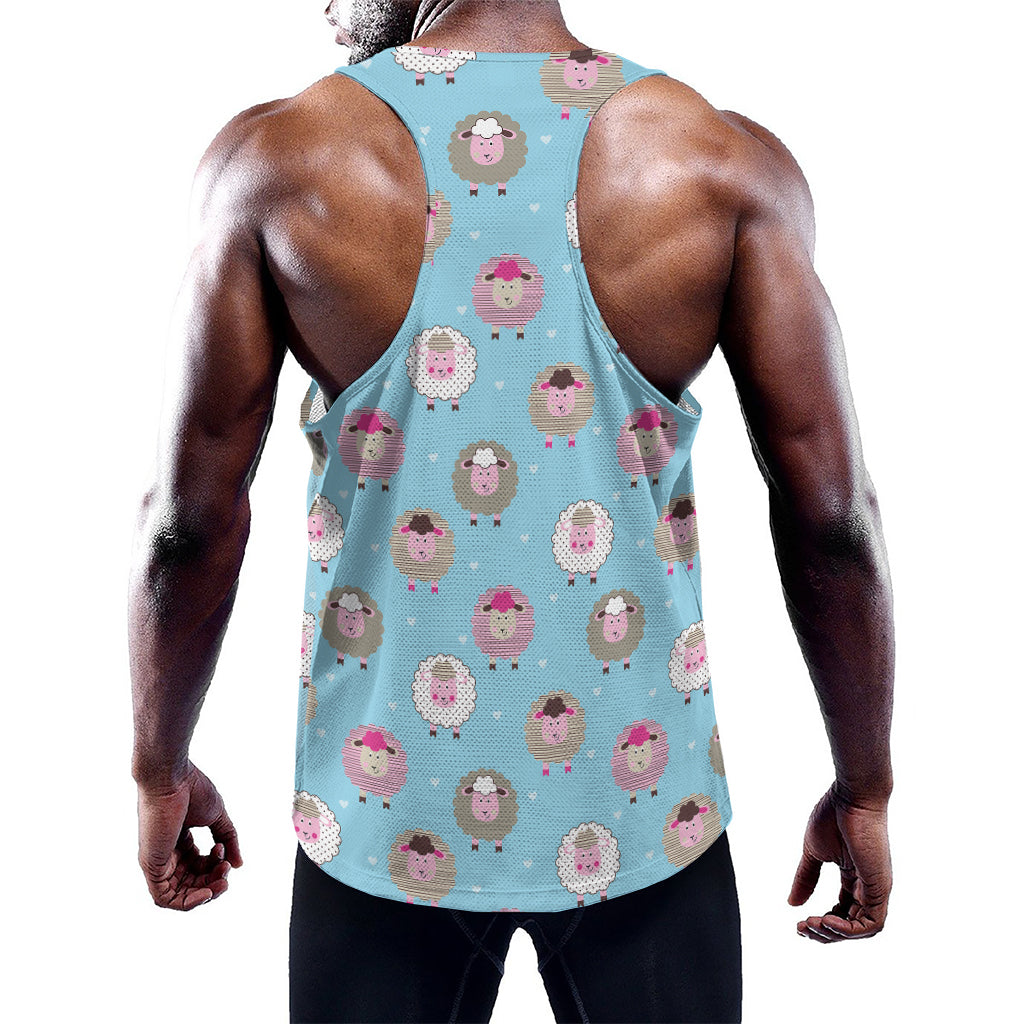 Cartoon Sheep Pattern Print Training Tank Top