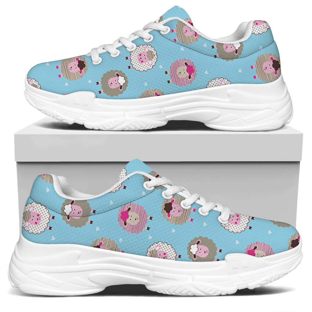 Cartoon Sheep Pattern Print White Chunky Shoes