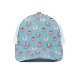 Cartoon Sheep Pattern Print White Mesh Trucker Cap