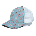 Cartoon Sheep Pattern Print White Mesh Trucker Cap