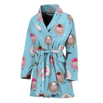 Cartoon Sheep Pattern Print Women's Bathrobe