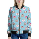 Cartoon Sheep Pattern Print Women's Bomber Jacket