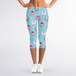 Cartoon Sheep Pattern Print Women's Capri Leggings
