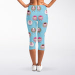 Cartoon Sheep Pattern Print Women's Capri Leggings