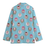 Cartoon Sheep Pattern Print Women's Cotton Blazer