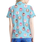 Cartoon Sheep Pattern Print Women's Polo Shirt