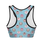 Cartoon Sheep Pattern Print Women's Sports Bra