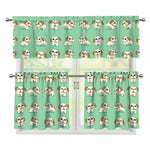 Cartoon Shih Tzu Pattern Print 3 Piece Kitchen Curtains